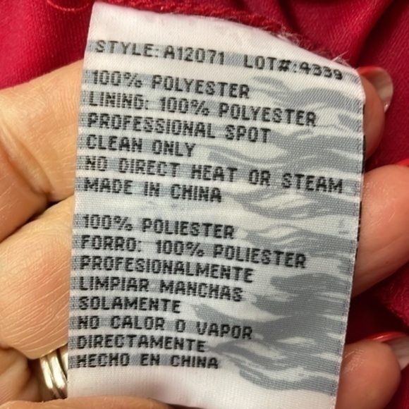 Betsy & Adam Red Gown with Beading & Cascading Skirt, Size 2 - Picture 13 of 14